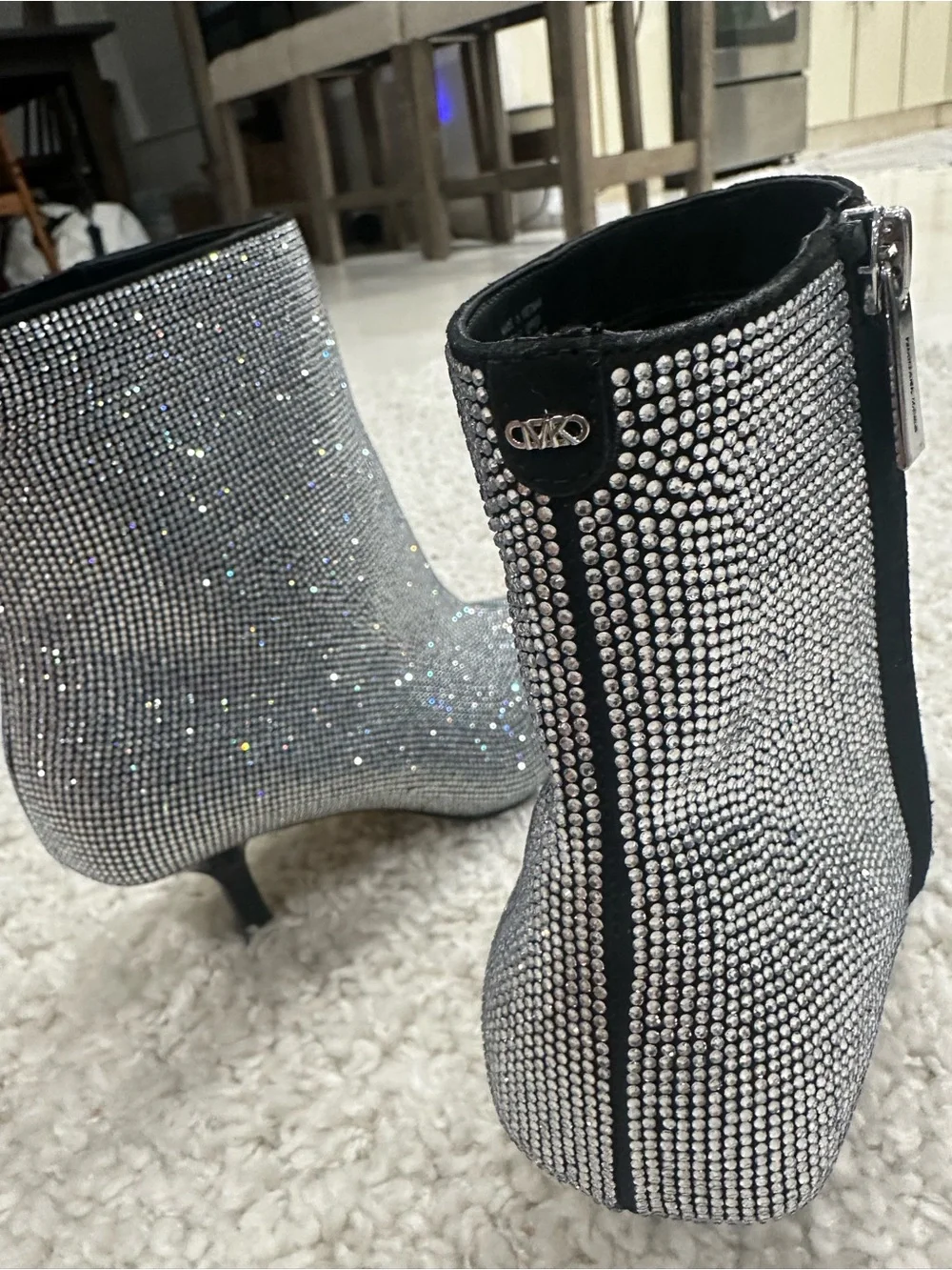 NEW Women's Selina Pointed Crystal Toe Booties Michael Kors Sparkle